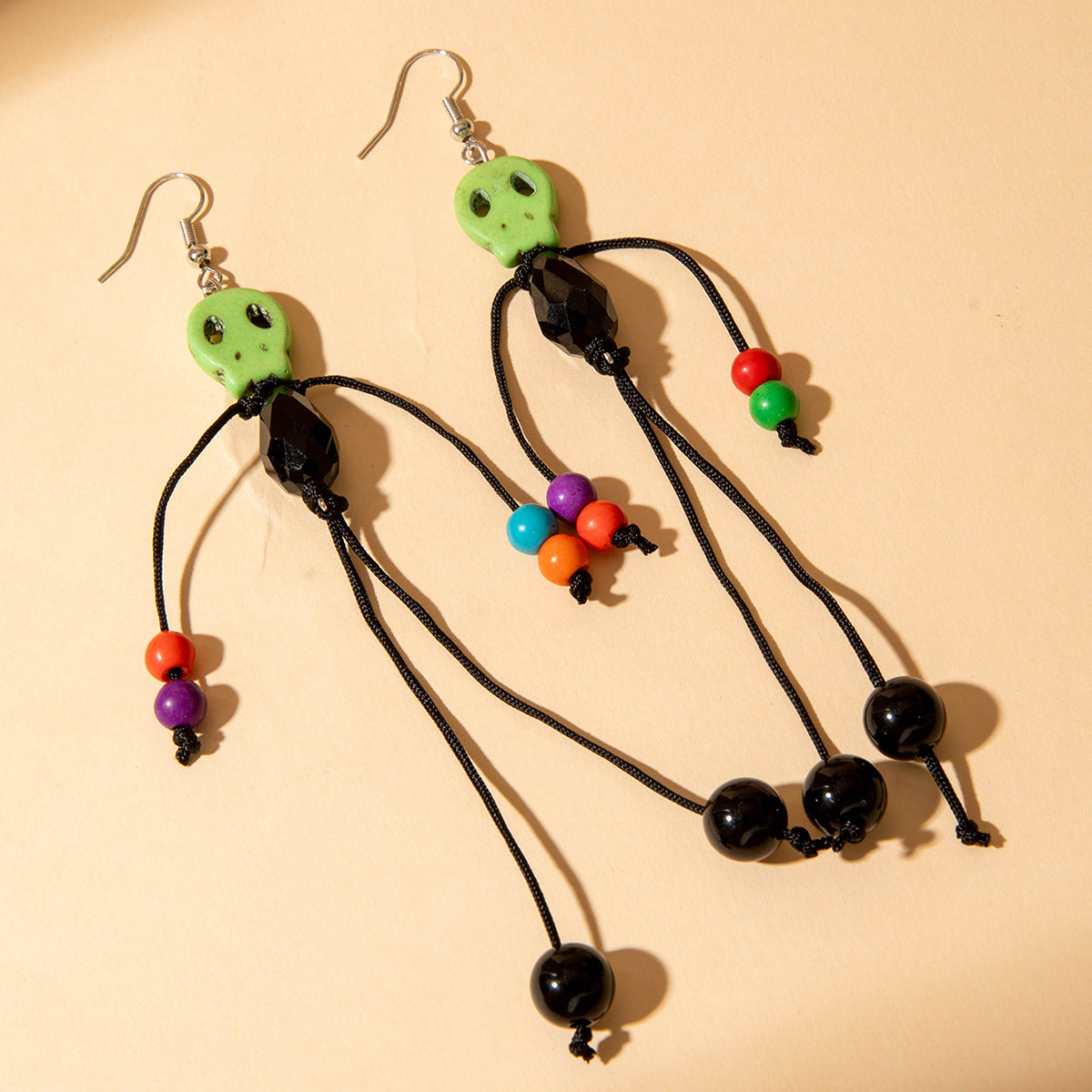 Wholesale Tassel Beaded Ghost Head Long  Earrings